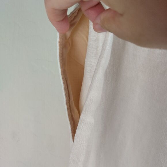 J. Jill White Linen Wide Leg Pull On Elastic Waist Pants - Picture 7 of 8